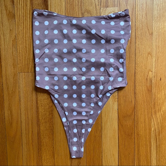 Polka Dot Tie Front One Piece Bikini - Picture 3 of 3